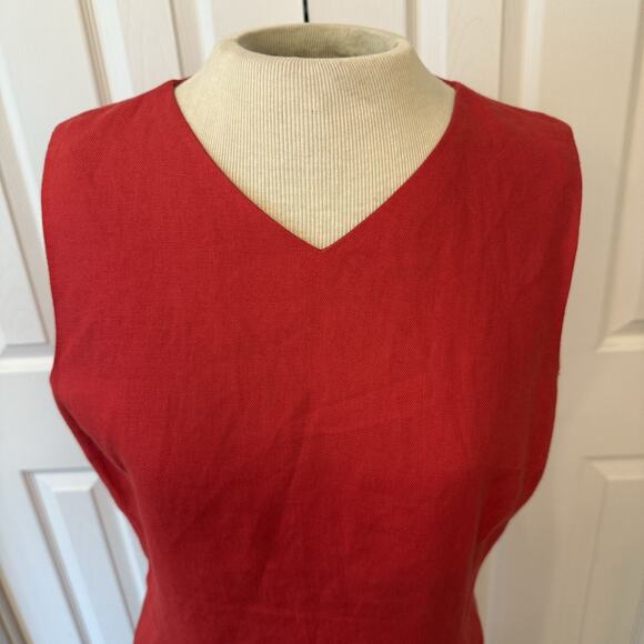 Talbots Dress Sz 8 Dark Coral 100% Irish Linen Sleeveless Closet Staple Spring - Picture 6 of 14